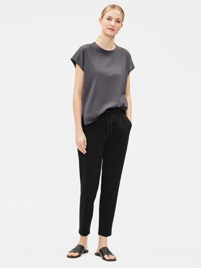 Eileen Fisher Cotton Stretch Jersey Slouchy Pant In Black