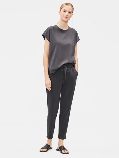 Eileen Fisher Cotton Stretch Jersey Slouchy Pant In Gray
