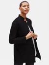 Eileen Fisher Cotton Tencel Stretch Grid Long Jacket In Black