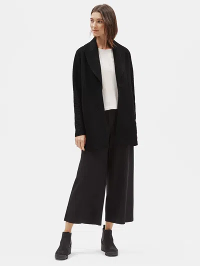 Eileen Fisher Cotton Tencel Stretch Shawl Collar Jacket In Black