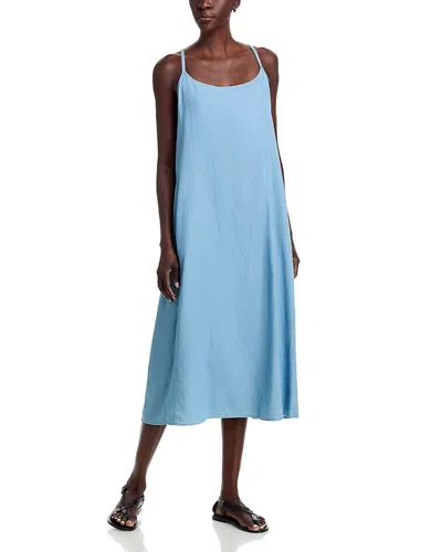 Eileen Fisher Cotton Twill Camisole Midi Dress In Blue