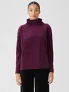 Eileen Fisher Cotton Velour Funnel Neck Box-top In Purple