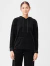 Eileen Fisher Cotton Velour Hooded Top In Black