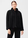 Eileen Fisher Cotton Velour Stand Collar Jacket In Black