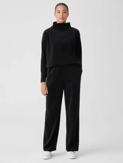 Eileen Fisher Cotton Velour Straight Pant In Black
