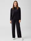 Eileen Fisher Cotton Velour Straight Pant In Black