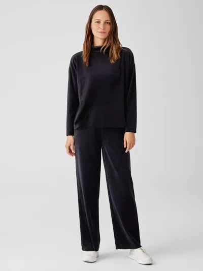 Eileen Fisher Cotton Velour Straight Pant In Black