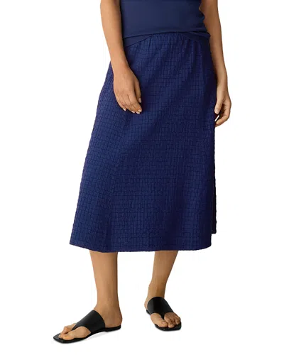 Eileen Fisher Cotton Voilie Box Midi Skirt In Blue