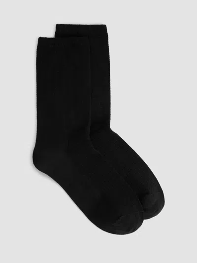 Eileen Fisher Cotton Waffle Blend Crew Sock In Black