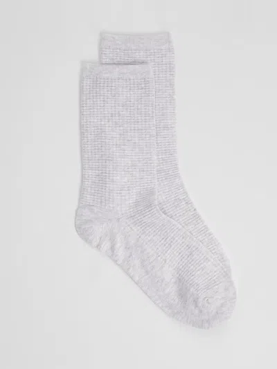 Eileen Fisher Cotton Waffle Crew Sock In Ash