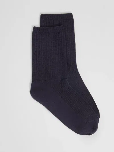 Eileen Fisher Cotton Waffle Crew Sock In Black