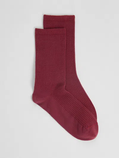 Eileen Fisher Cotton Waffle Crew Sock In Brown