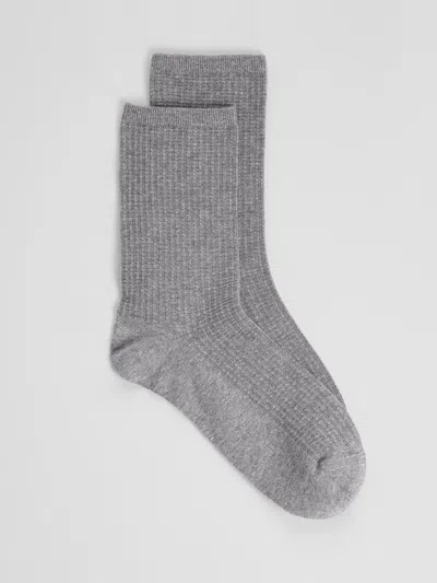 Eileen Fisher Cotton Waffle Crew Sock In Gray