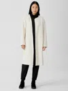 Eileen Fisher Cotton Wool Jacquard Round Neck Jacket In White