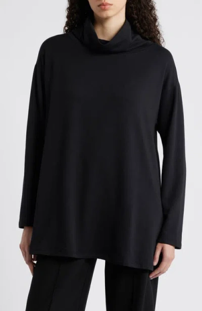 Eileen Fisher Cowl Neck Knit Top In Black