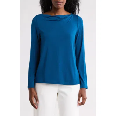 Eileen Fisher Cowl Neck Long Sleeve Top In Atlantis