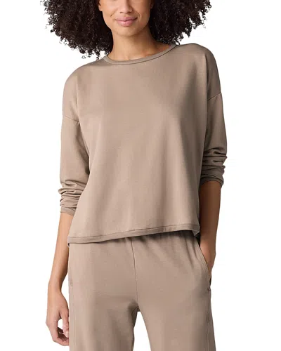 Eileen Fisher Crewneck Long Sleeve Crop Top In Biscuit