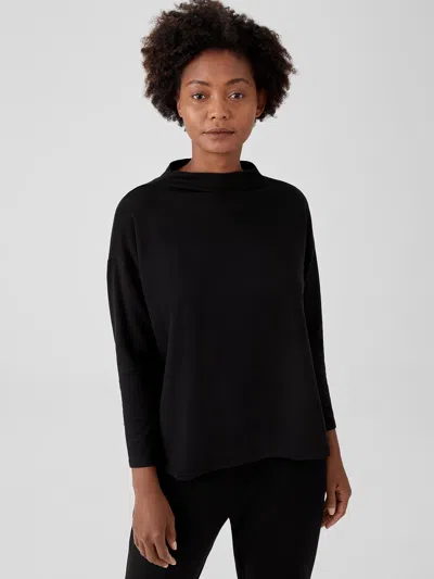 Eileen Fisher Cozy Brushed Terry Box-top In Black