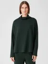 Eileen Fisher Cozy Brushed Terry Funnel Hug Neck Box-top In Green