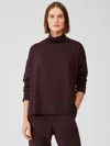 Eileen Fisher Cozy Brushed Terry Funnel Hug Neck Box-top In Purple