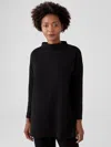 Eileen Fisher Cozy Brushed Terry Funnel Neck Tunic In Black