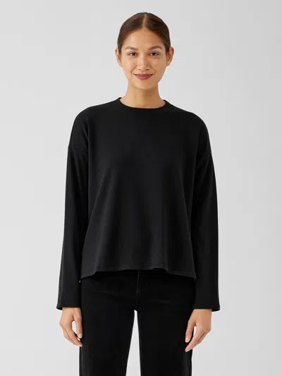 Eileen Fisher Cozy Brushed Terry Hug Box-top In Black