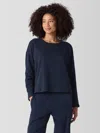 Eileen Fisher Cozy Brushed Terry Hug Box-top In Blue