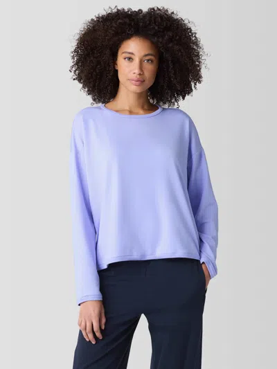 Eileen Fisher Cozy Brushed Terry Hug Box-top In Purple