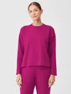Eileen Fisher Cozy Brushed Terry Hug Box-top In Pink