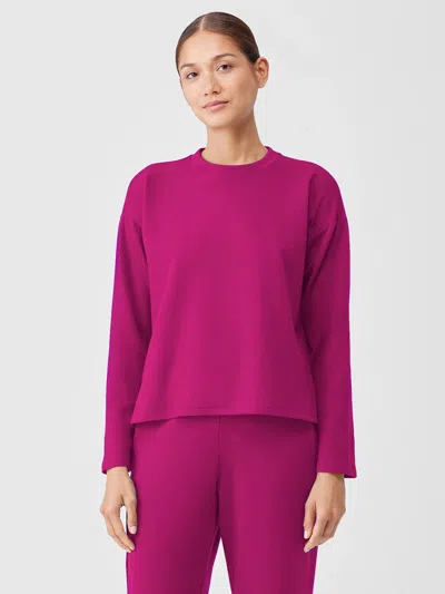Eileen Fisher Cozy Brushed Terry Hug Box-top In Pink