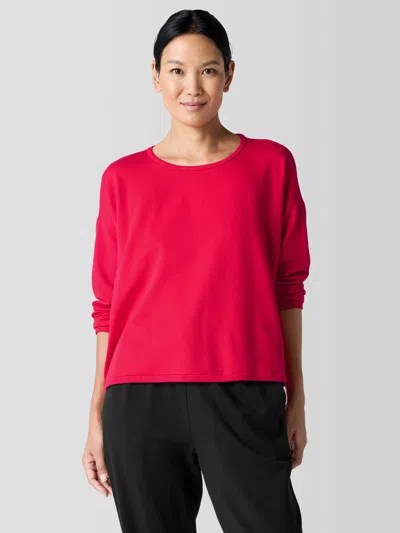 Eileen Fisher Cozy Brushed Terry Hug Box-top In Red