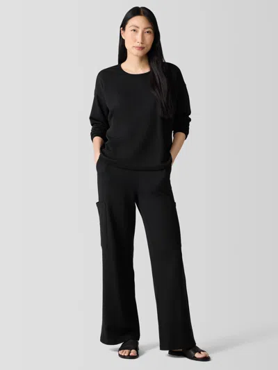 Eileen Fisher Cozy Brushed Terry Hug Cargo Pant In Black