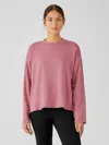 Eileen Fisher Cozy Brushed Terry Hug Crew Neck Top In Pink
