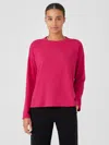 Eileen Fisher Cozy Brushed Terry Hug Crew Neck Top In Pink