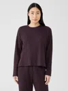 Eileen Fisher Cozy Brushed Terry Hug Crew Neck Top In Purple