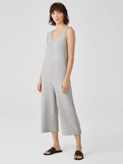 Eileen Fisher Cozy Brushed Terry Hug Cropped Jumpsuit In Gray
