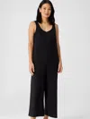 Eileen Fisher Cozy Brushed Terry Hug Cropped Jumpsuit In Black