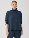 Eileen Fisher Cozy Brushed Terry Hug Funnel Neck Box-top In Blue