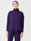 Eileen Fisher Cozy Brushed Terry Hug Funnel Neck Box-top In Purple