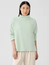 Eileen Fisher Cozy Brushed Terry Hug Funnel Neck Box-top In Green