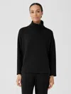 Eileen Fisher Cozy Brushed Terry Hug Funnel Neck Box-top In Black