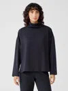 Eileen Fisher Cozy Brushed Terry Hug Funnel Neck Box-top In Blue