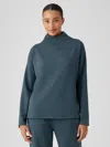 Eileen Fisher Cozy Brushed Terry Hug Funnel Neck Box-top In Green