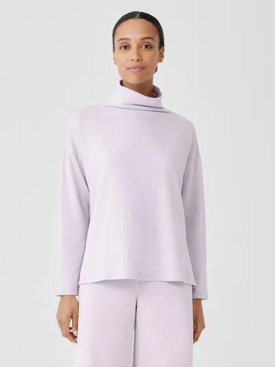 Eileen Fisher Cozy Brushed Terry Hug Funnel Neck Box-top In Purple