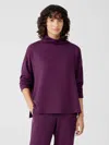 Eileen Fisher Cozy Brushed Terry Hug Funnel Neck Box-top In Purple