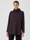 Eileen Fisher Cozy Brushed Terry Hug Funnel Neck Long Top In Brown