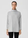 Eileen Fisher Cozy Brushed Terry Hug Funnel Neck Top In Gray