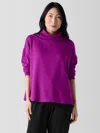 Eileen Fisher Cozy Brushed Terry Hug Funnel Neck Top In Purple