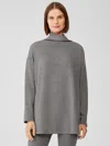 Eileen Fisher Cozy Brushed Terry Hug Funnel Neck Top In Brown