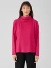 Eileen Fisher Cozy Brushed Terry Hug Funnel Neck Top In Pink